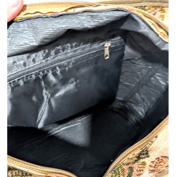 Vtg J Garden Butterfly Tapestry 14" Canvas Tote Bag Zipper Closure Reusable Bag - Picture 9 of 16